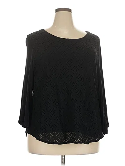 Pre-owned Croft & Barrow 3/4 Sleeve Blouse In Black