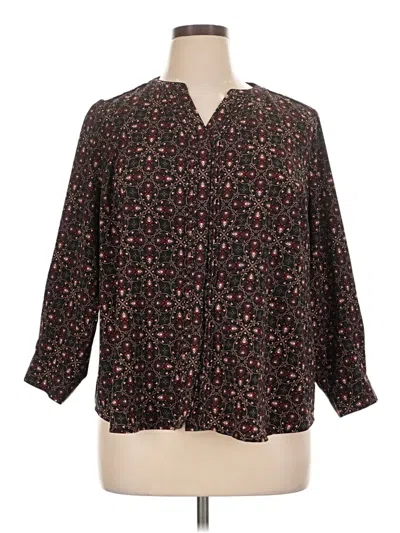 Pre-owned Croft & Barrow 3/4 Sleeve Blouse In Black