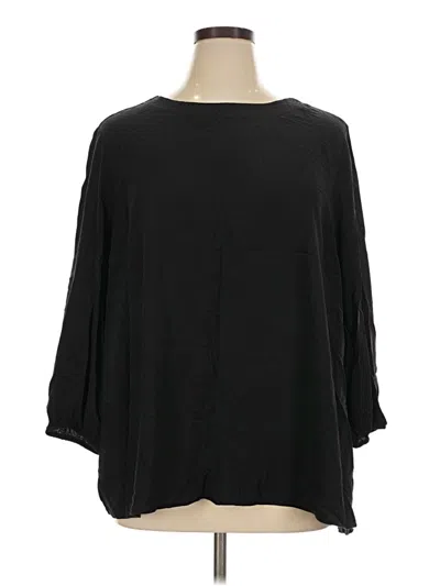 Pre-owned Croft & Barrow 3/4 Sleeve Blouse In Black