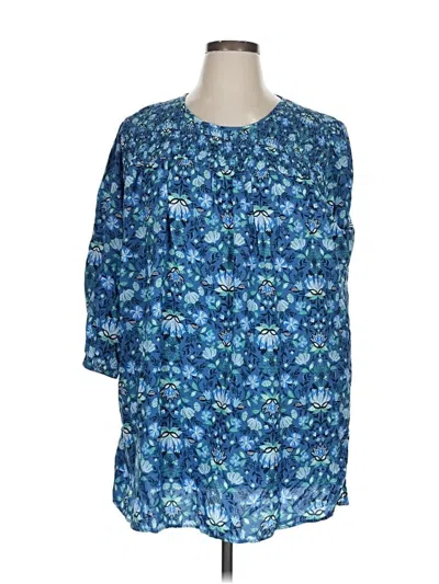 Pre-owned Croft & Barrow 3/4 Sleeve Blouse In Blue