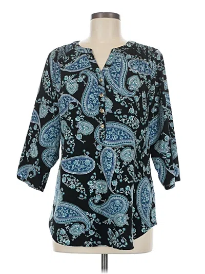 Pre-owned Croft & Barrow 3/4 Sleeve Blouse In Blue