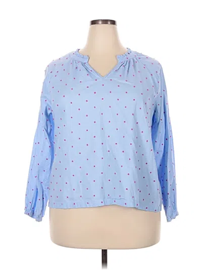 Pre-owned Croft & Barrow 3/4 Sleeve Blouse In Blue