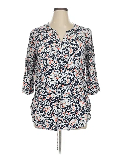 Pre-owned Croft & Barrow 3/4 Sleeve Blouse In Blue