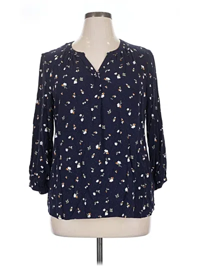 Pre-owned Croft & Barrow 3/4 Sleeve Blouse In Blue