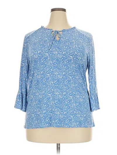 Pre-owned Croft & Barrow 3/4 Sleeve Blouse In Blue