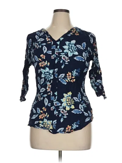 Pre-owned Croft & Barrow 3/4 Sleeve Blouse In Blue
