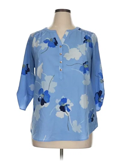 Pre-owned Croft & Barrow 3/4 Sleeve Blouse In Blue