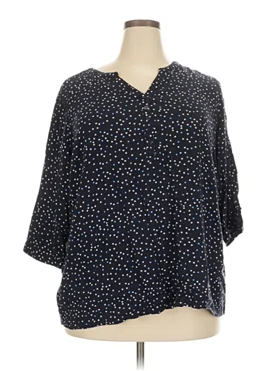 Pre-owned Croft & Barrow 3/4 Sleeve Blouse In Blue