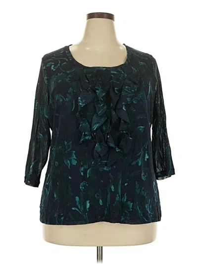 Pre-owned Croft & Barrow 3/4 Sleeve Blouse In Blue