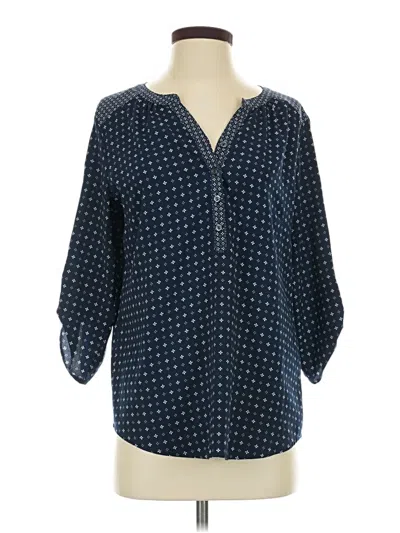 Pre-owned Croft & Barrow 3/4 Sleeve Blouse In Blue