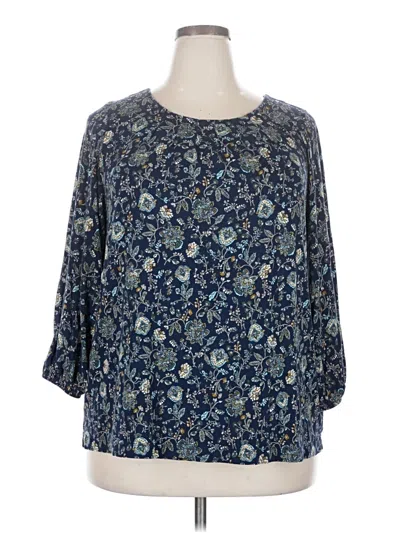 Pre-owned Croft & Barrow 3/4 Sleeve Blouse In Blue