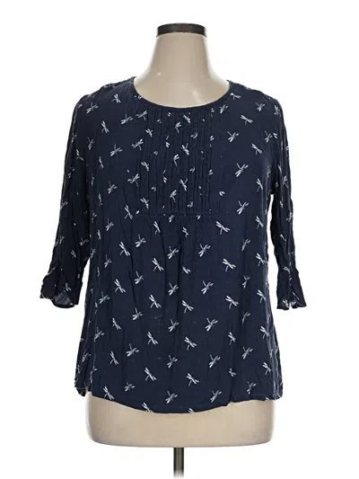 Pre-owned Croft & Barrow 3/4 Sleeve Blouse In Blue