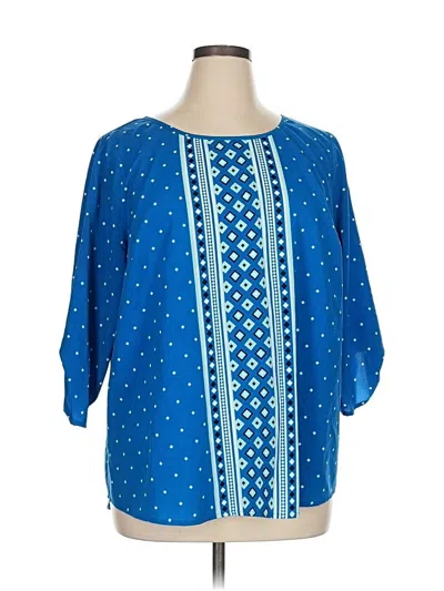 Pre-owned Croft & Barrow 3/4 Sleeve Blouse In Blue