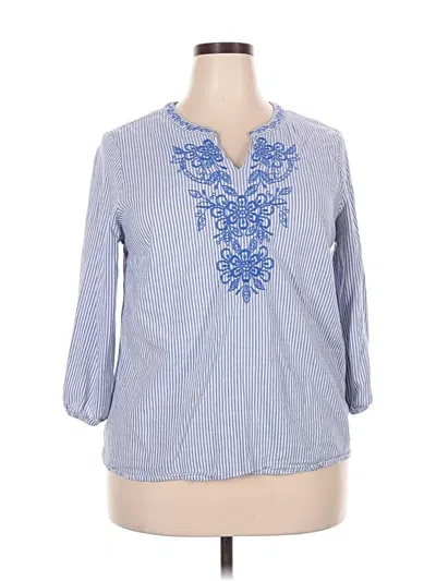 Pre-owned Croft & Barrow 3/4 Sleeve Blouse In Blue