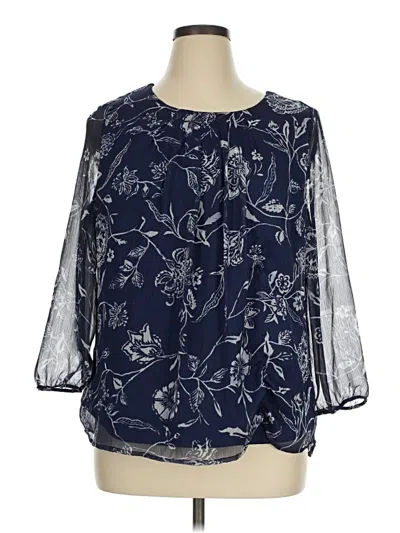 Pre-owned Croft & Barrow 3/4 Sleeve Blouse In Blue