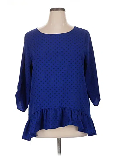 Pre-owned Croft & Barrow 3/4 Sleeve Blouse In Blue