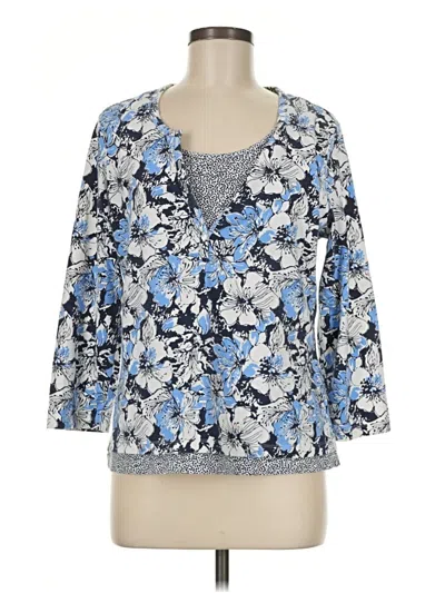 Pre-owned Croft & Barrow 3/4 Sleeve Blouse In Blue