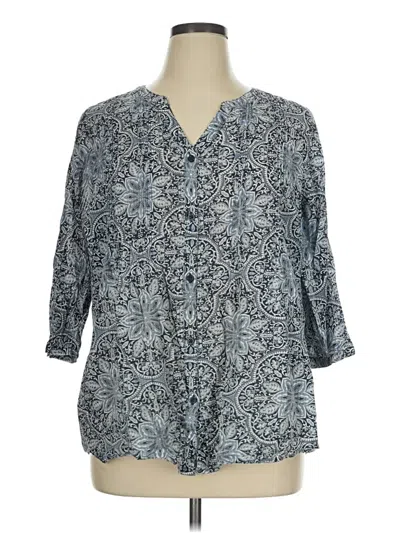 Pre-owned Croft & Barrow 3/4 Sleeve Blouse In Blue