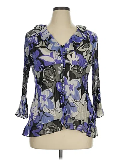 Pre-owned Croft & Barrow 3/4 Sleeve Blouse In Blue
