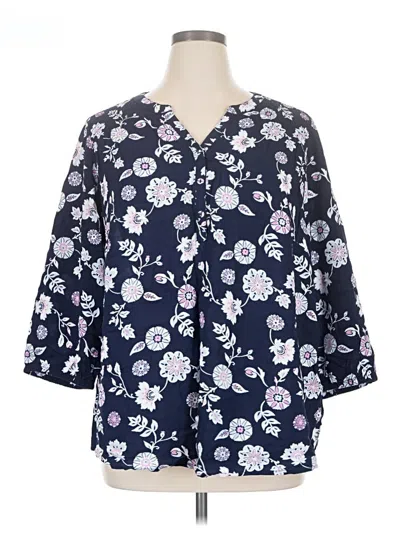 Pre-owned Croft & Barrow 3/4 Sleeve Blouse In Blue