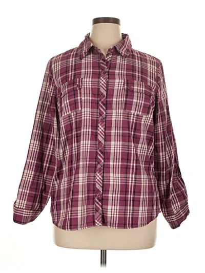 Pre-owned Croft & Barrow 3/4 Sleeve Blouse In Burgundy