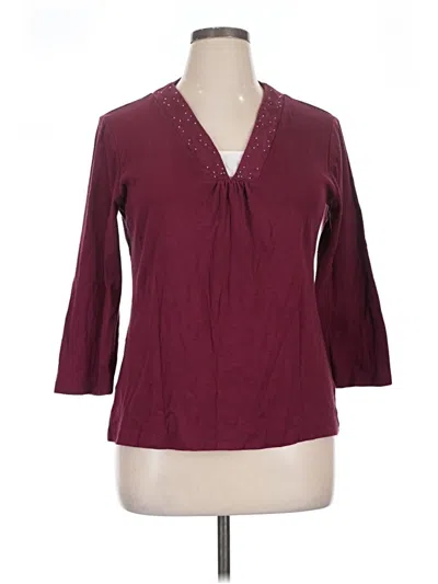 Pre-owned Croft & Barrow 3/4 Sleeve Blouse In Burgundy