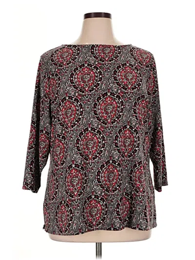 Pre-owned Croft & Barrow 3/4 Sleeve Blouse In Burgundy
