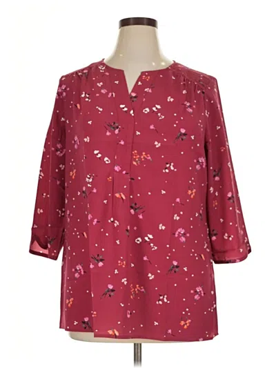 Croft & Barrow 3/4 Sleeve Blouse In Burgundy