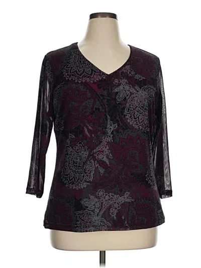 Pre-owned Croft & Barrow 3/4 Sleeve Blouse In Burgundy