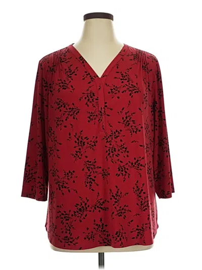 Pre-owned Croft & Barrow 3/4 Sleeve Blouse In Burgundy
