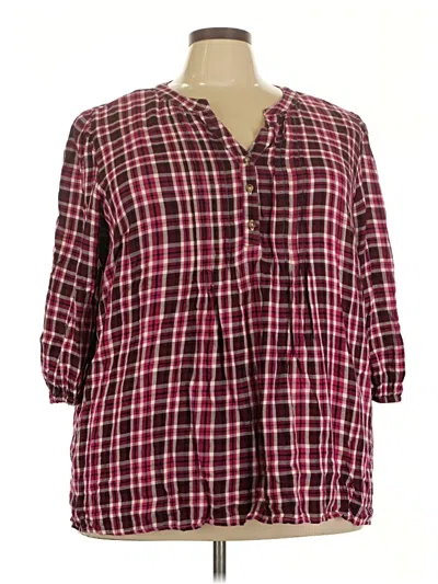 Pre-owned Croft & Barrow 3/4 Sleeve Blouse In Burgundy