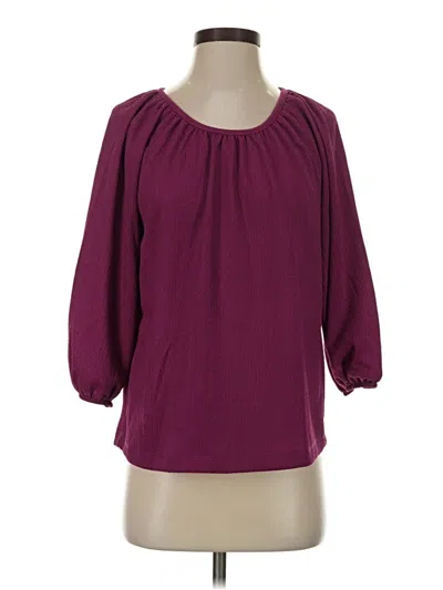 Pre-owned Croft & Barrow 3/4 Sleeve Blouse In Burgundy