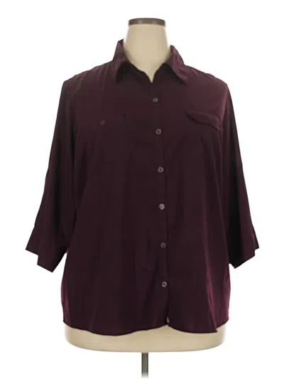 Pre-owned Croft & Barrow 3/4 Sleeve Blouse In Burgundy