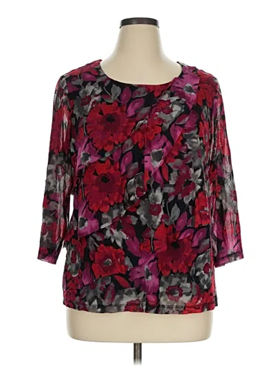 Pre-owned Croft & Barrow 3/4 Sleeve Blouse In Burgundy