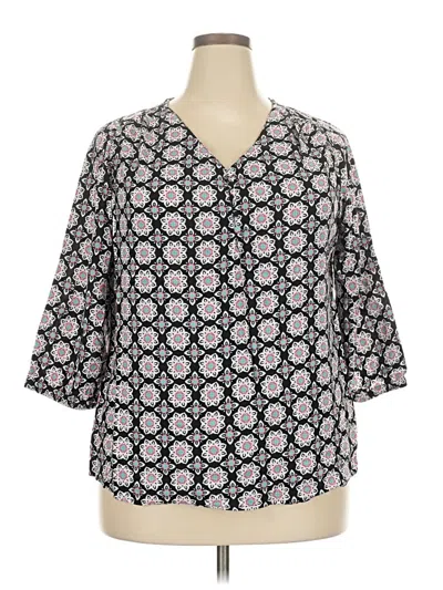 Pre-owned Croft & Barrow 3/4 Sleeve Blouse In Gray