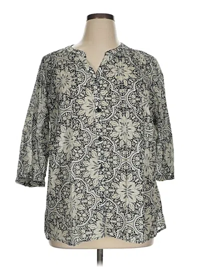 Pre-owned Croft & Barrow 3/4 Sleeve Blouse In Gray