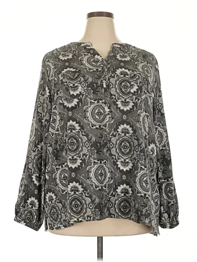 Pre-owned Croft & Barrow 3/4 Sleeve Blouse In Gray