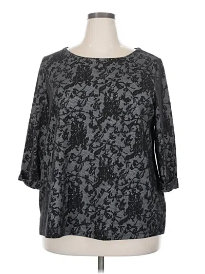 Pre-owned Croft & Barrow 3/4 Sleeve Blouse In Gray
