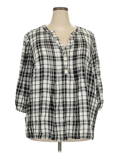 Pre-owned Croft & Barrow 3/4 Sleeve Blouse In Gray