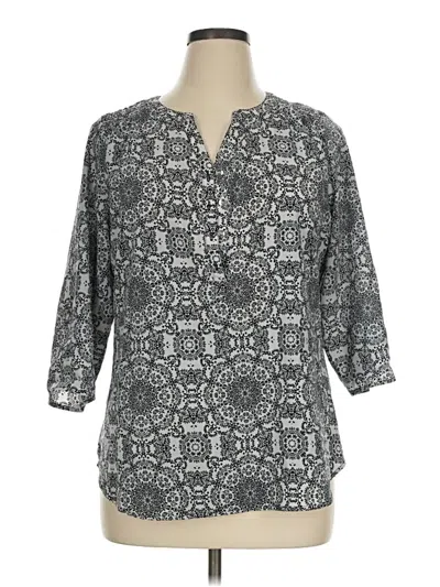 Pre-owned Croft & Barrow 3/4 Sleeve Blouse In Gray