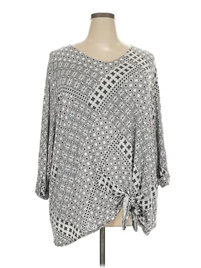 Pre-owned Croft & Barrow 3/4 Sleeve Blouse In Gray