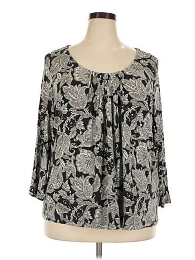 Pre-owned Croft & Barrow 3/4 Sleeve Blouse In Gray