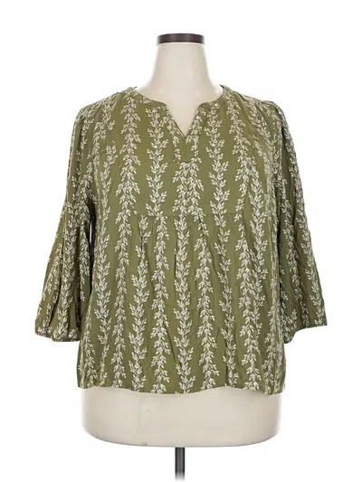 Pre-owned Croft & Barrow 3/4 Sleeve Blouse In Green