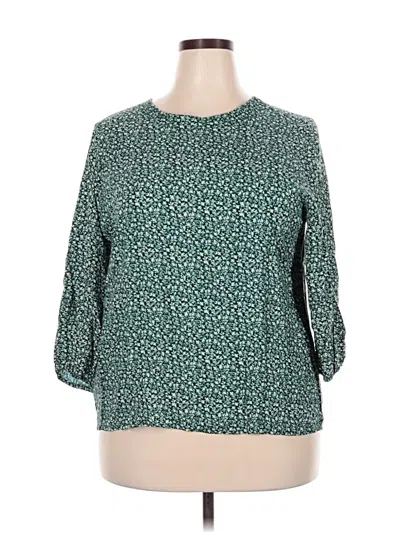 Pre-owned Croft & Barrow 3/4 Sleeve Blouse In Green