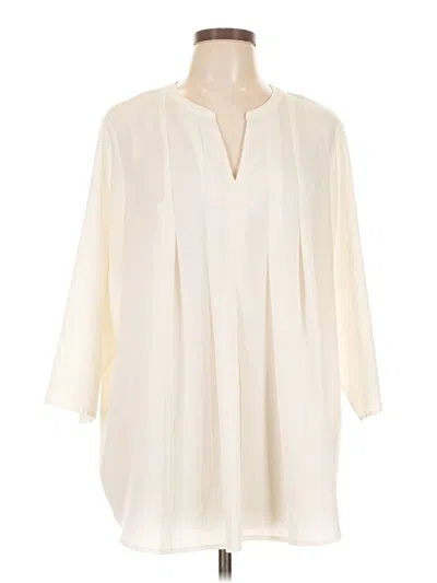 Pre-owned Croft & Barrow 3/4 Sleeve Blouse In Ivory