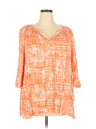 Pre-owned Croft & Barrow 3/4 Sleeve Blouse In Orange