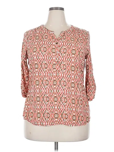 Pre-owned Croft & Barrow 3/4 Sleeve Blouse In Orange