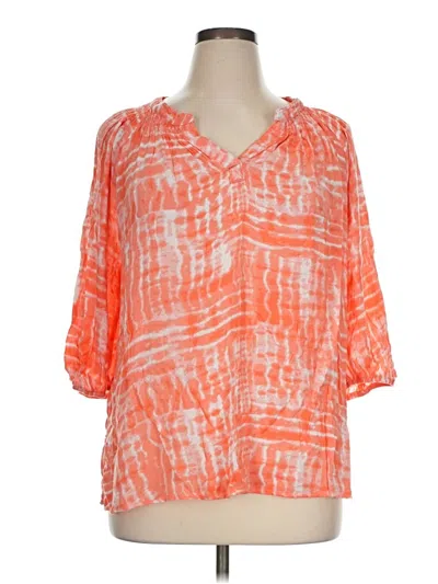 Pre-owned Croft & Barrow 3/4 Sleeve Blouse In Orange