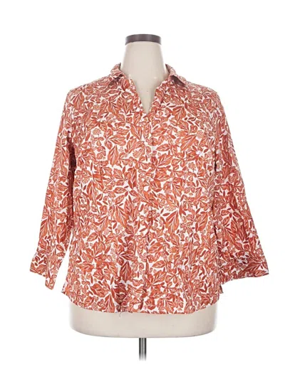 Pre-owned Croft & Barrow 3/4 Sleeve Blouse In Orange