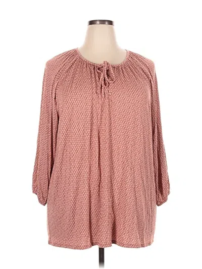 Pre-owned Croft & Barrow 3/4 Sleeve Blouse In Pink